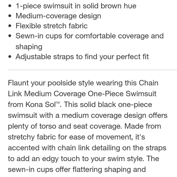 Kona Sol Women's Chain Link Medium Coverage One-piece Swimsuit ~ Brown - Picture 7 of 16